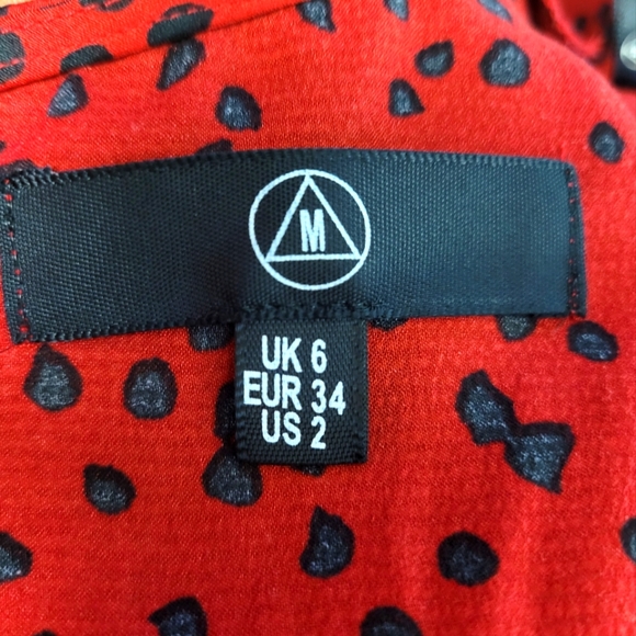 Deep Plunge Animal Print Mini Dress Red and Black Small - Picture 5 of 5